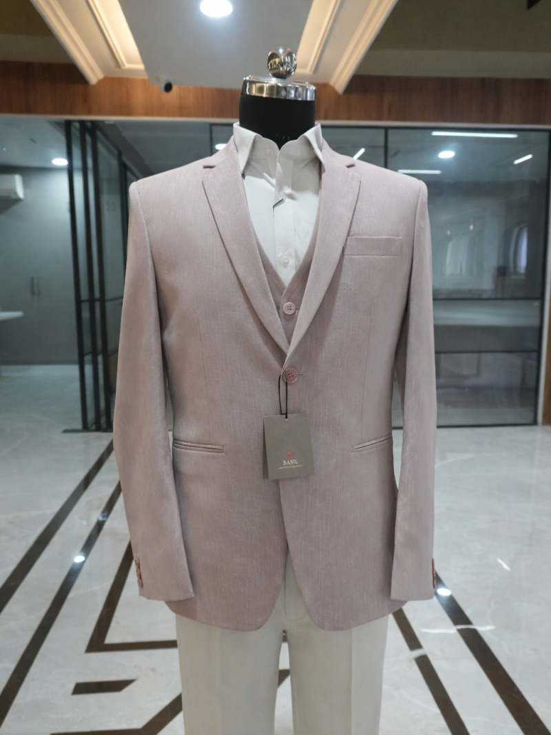 Basil Elegant Pastel Pink 3-Piece Men’s Suit – Premium Formal Wear
