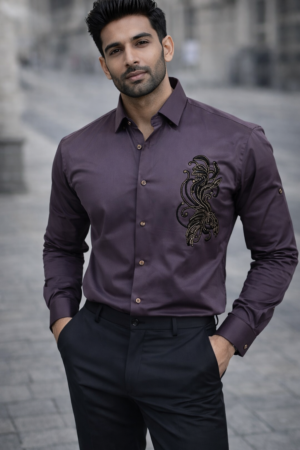 Regal Antique Gold Filigree Bangle with Emerald & Ruby Floral Motif